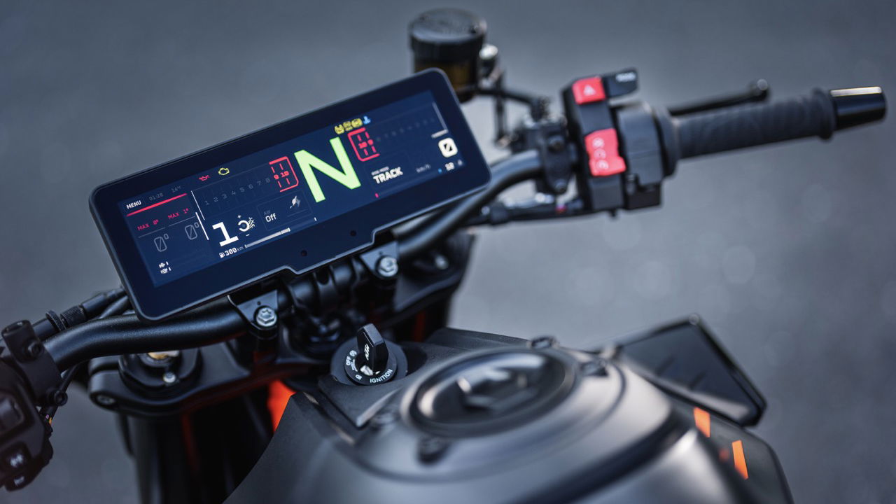 The H88 TFT down on a KTM 1390 Super Duke